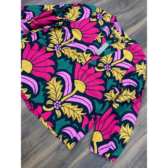 NEW Women J. Crew Open V-Neck Poplin Ratti Grandi Fiori floral 3/4 sleeve top S - Picture 2 of 5